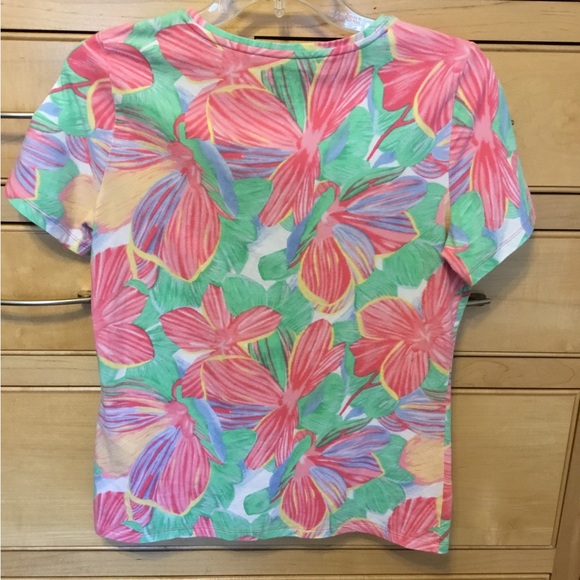 Talbots Multicolor Tee short sleeve size medium, petite. Stretchy. - Picture 2 of 6